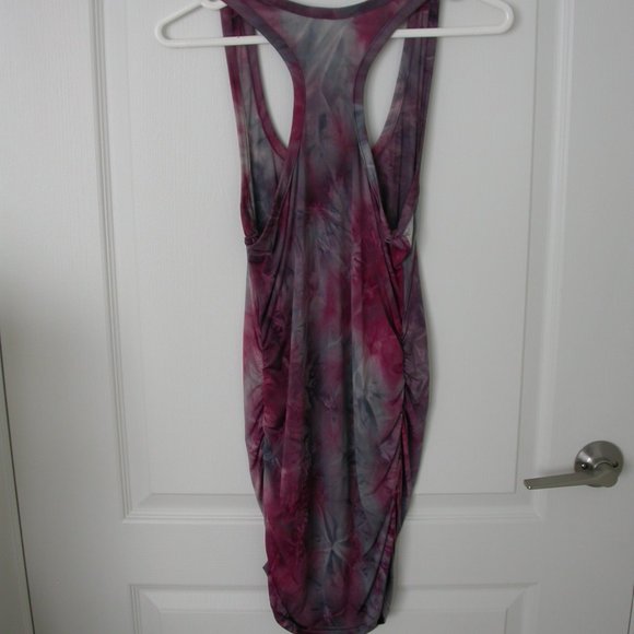 Purple and Grey Tie Dyed Tank Top with Rauched Sides - Picture 5 of 5